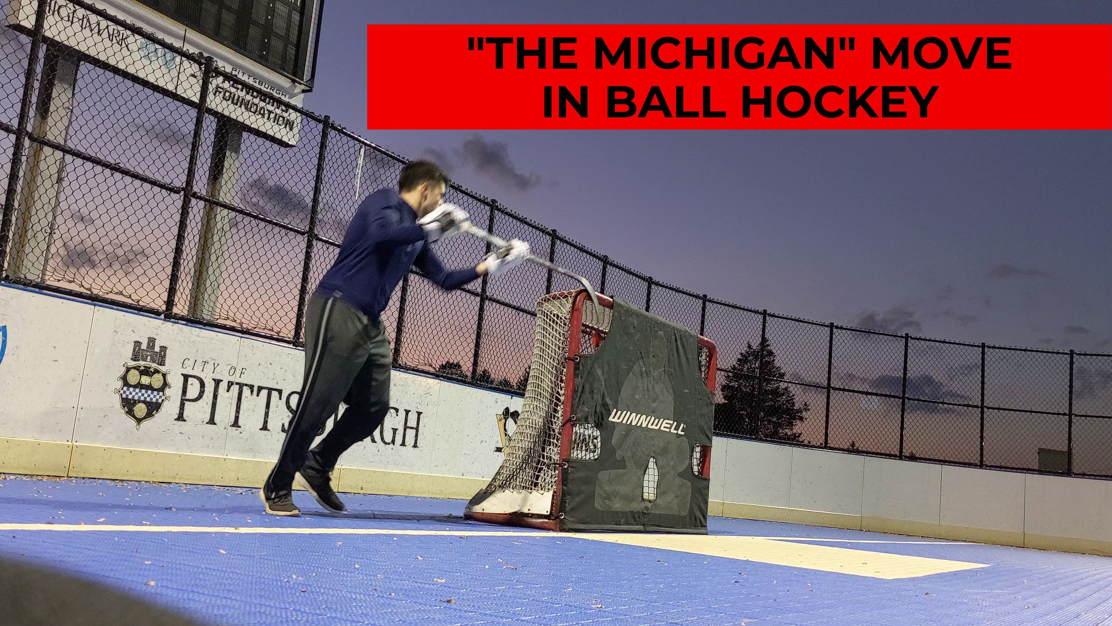 Working On "The Michigan" Move In Ball Hockey